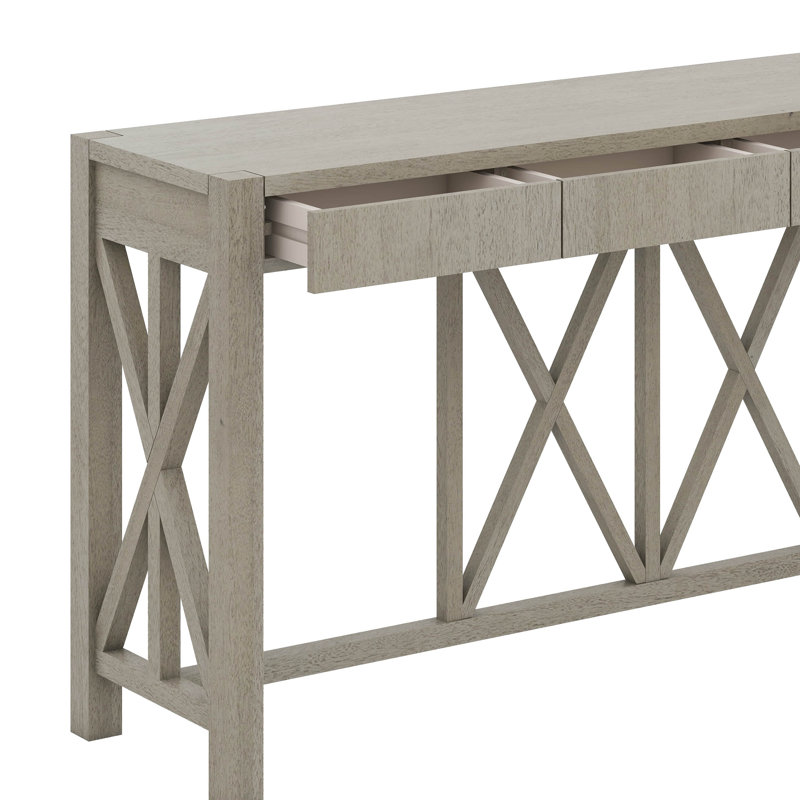 Console avec 4 tiroirs spacieux et rangement ouvert, Gris