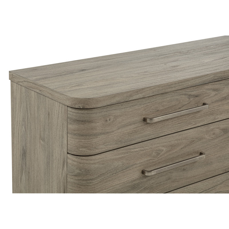 Ensemble de chambre à coucher moderne à panneau tapissier brun clair, Grand lit, 6 pièces