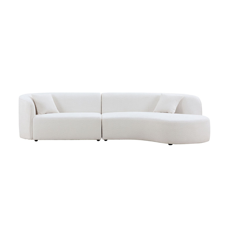 Canapé courbé 3 places Braylon Boucle, Beige Boucle