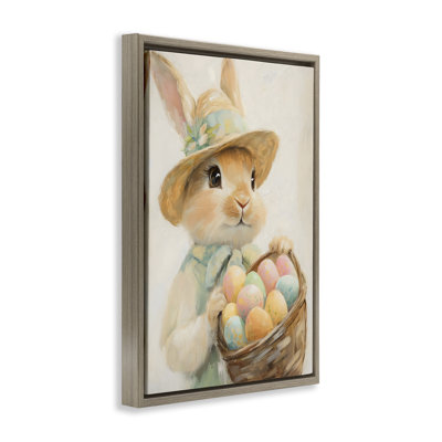 Cadre flottant de lapin de Pâques avec panier à œufs, design par The Prints Vibe