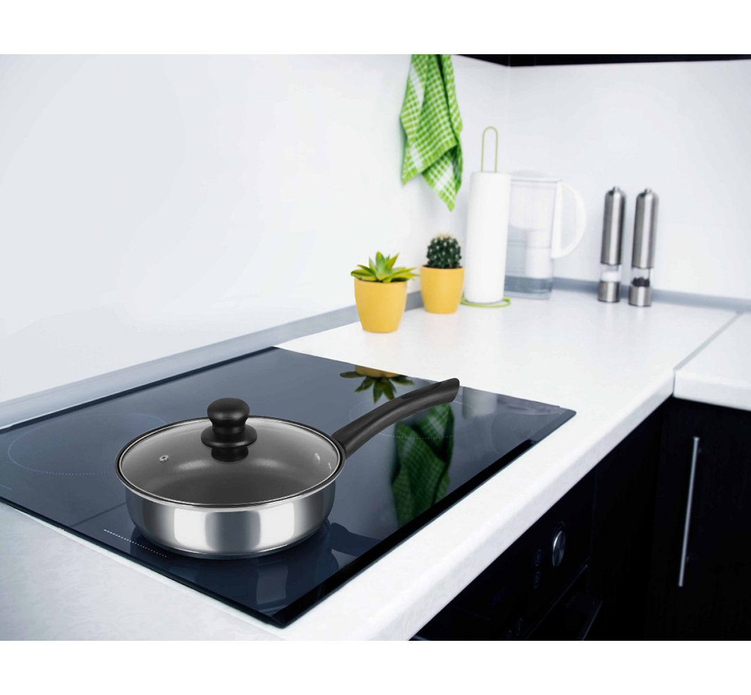 Symple Stuff 2.3L Non-Stick Stainless Steel Saute Pan with Lid