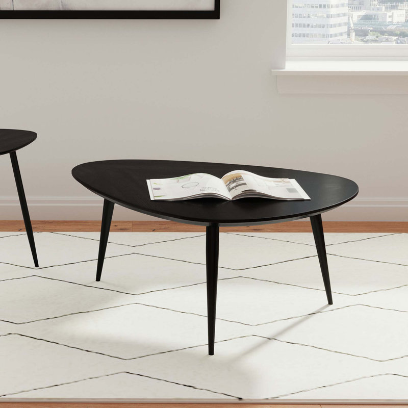 Xander Black Triangular Solid Wood Coffee Table