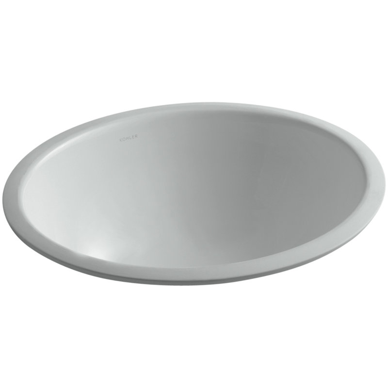Caxton Ceramic Oval Undermount Bathroom Sink, Ice Gray