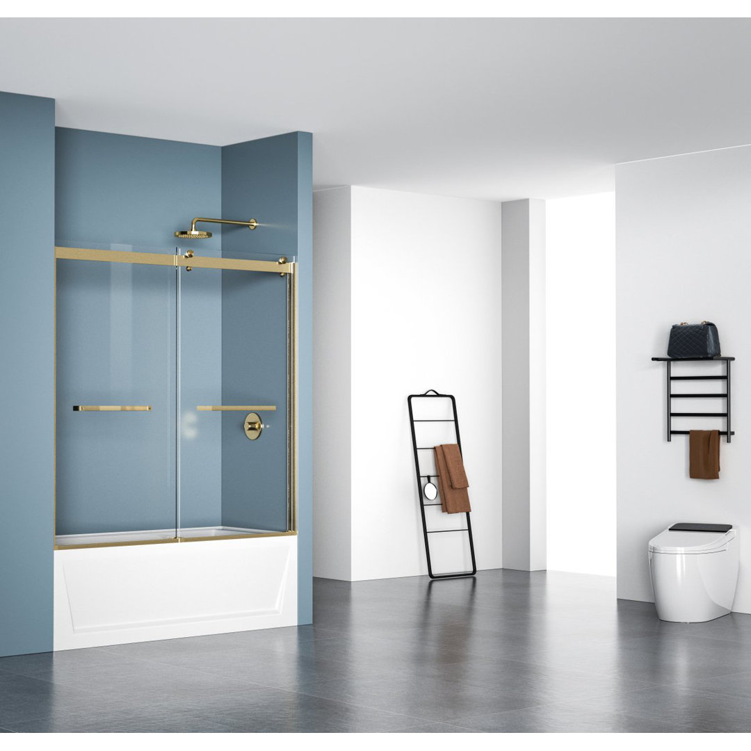 53.78" - 60" W x 60" H Double Sliding Frameless Tub Door Elegant Home Living 