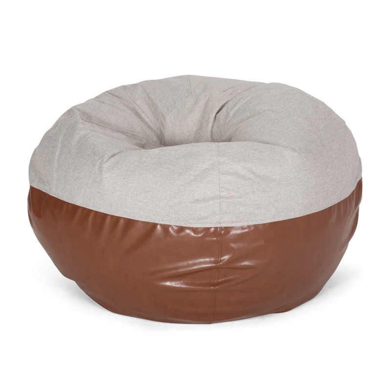 Fauteuil à billes en similicuir bicolore gris et brun de 5 pieds avec rembourrage confortable en mousse de conception moderne et confortable