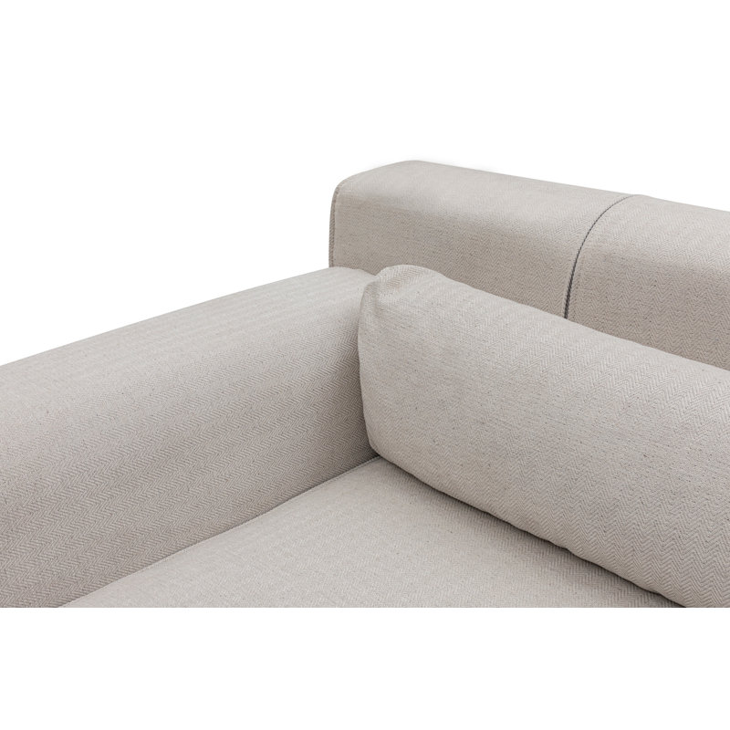 Élégant canapé d'angle, beige, 78 x 118,2 x 39,4 pouces | Structure en bois de hêtre durable et en carton, tissu 100% polyester | Confortable 28 coussins en mousse grise et 5 coussins | Dossier fixe et coussin d'assise | Design scandinave industriel moderne