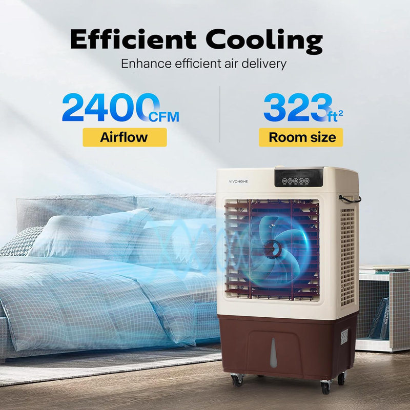Compact White Portable Evaporative Cooler with Remote Control