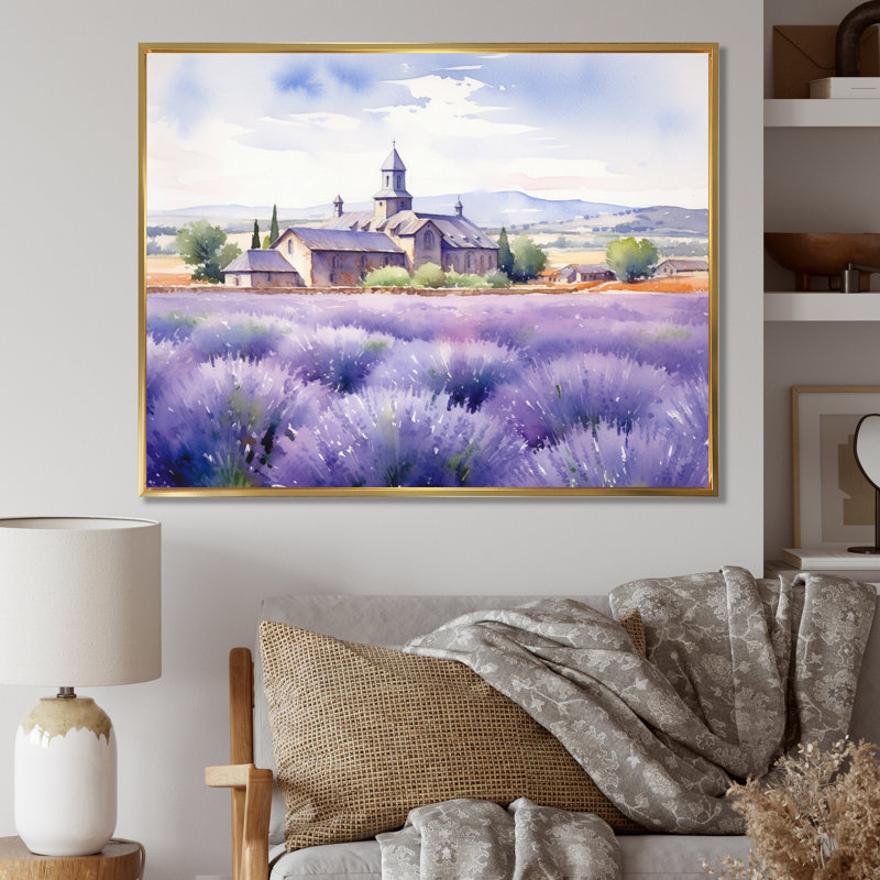 «Calming Lavender Hues III», reproduction sur toile, H 16 po x l 32 po x P 1 po, Cadre flottant doré