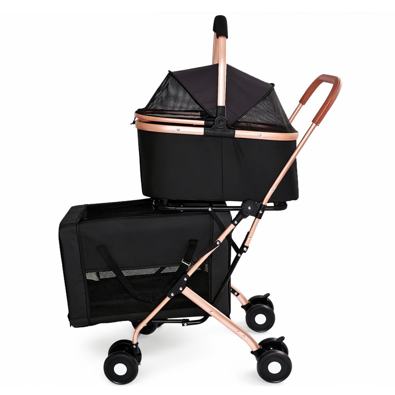 Poussette convertible 3-en-1 pour chien et chats, Noir