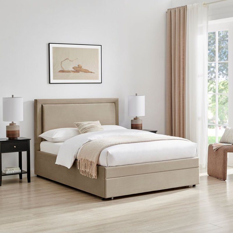 Upholstered Storage Bed, Brown, Double (4'6)