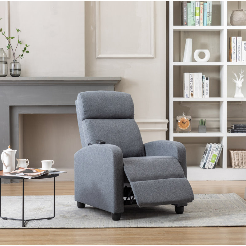 Maleah 25.59'' Wide Classic and Soft Padded PushBack Massage Recliner with Remote Control, Dark Gray