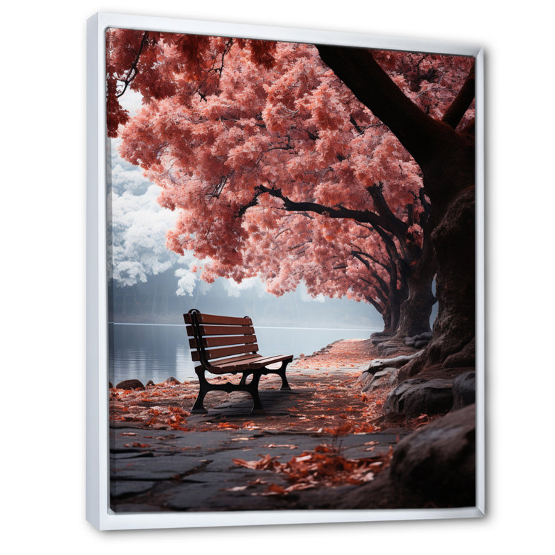 " Pink Forest Silent Contemplation ", White Floater Framed, 40" H x 30" W x 1.5" D