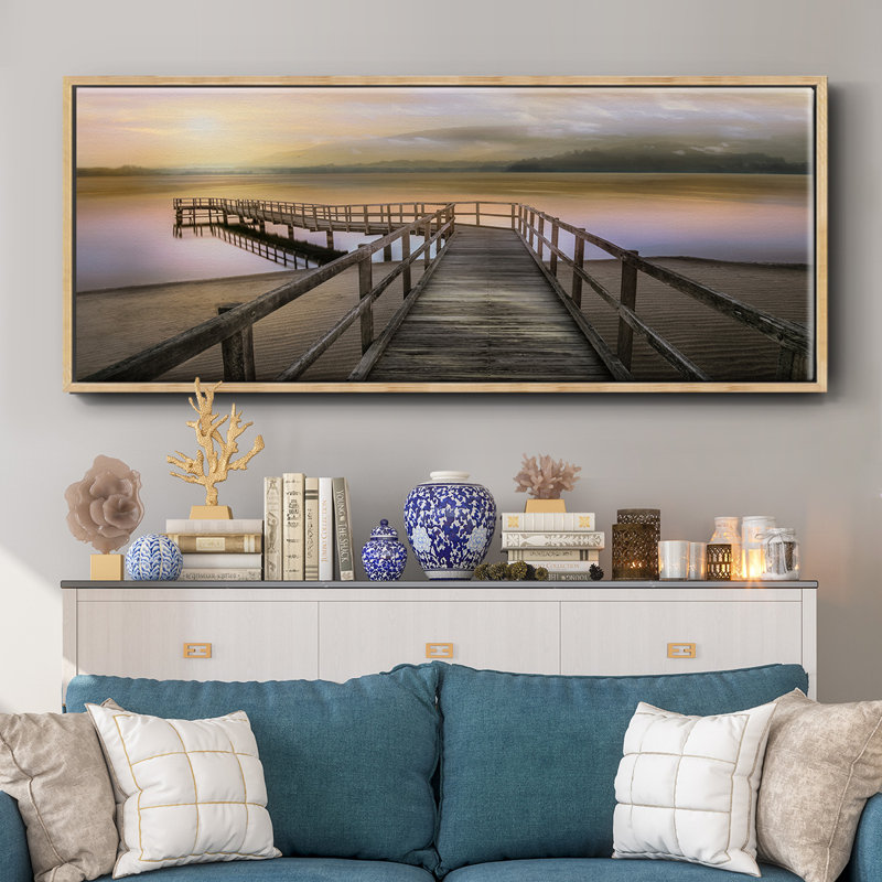 «Morning on the Lake», toile encadrée, H 20 po x l 50 po