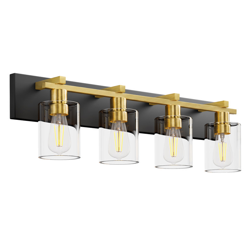 Passyunk Vanity Light, 4, Clear, Black/Copper