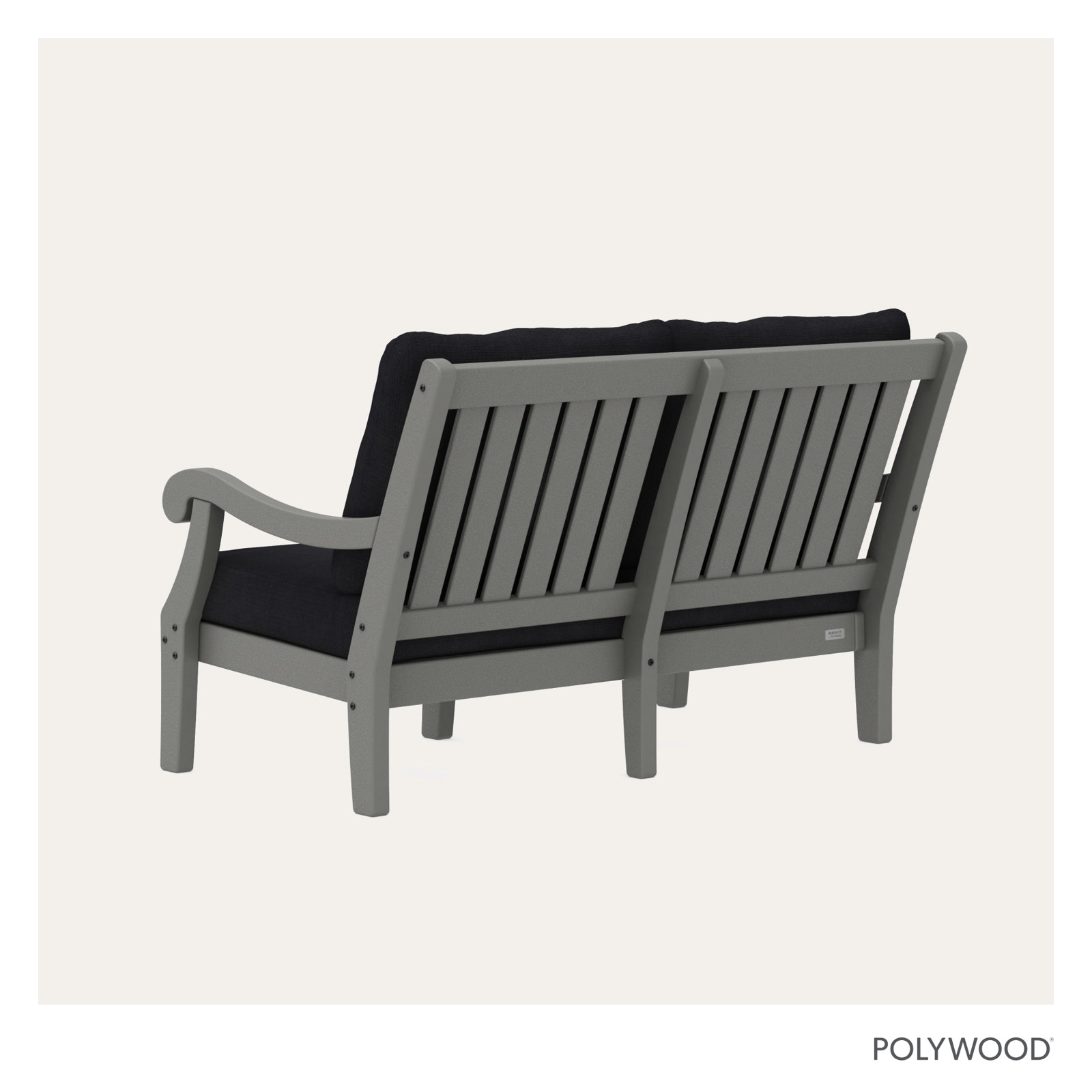 POLYWOOD® Verlyn 49" Patio Loveseat, Midnight Linen Cushion/Slate Gray Frame