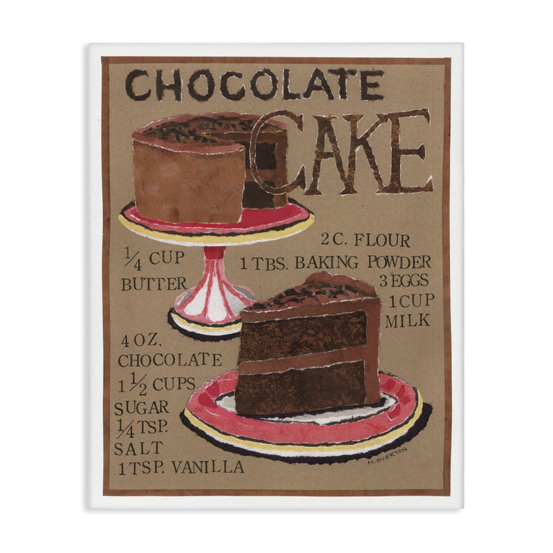 Art sur toile, "Recette de gâteau au chocolat" par Nancy Overton, H 40 po x l 30 po