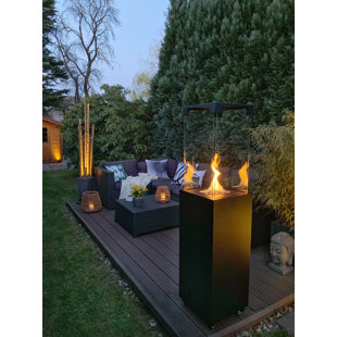 Planika - Faro - Portable Patio Heater - 8 KW Gas Propane Fireplace Outdoor, Garden (Black + Cover)