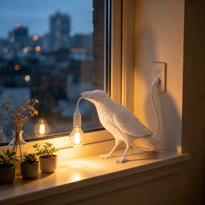 Lampe de table Raven Pulg, cadeau, lampe de bureau DEL en résine, lampe fantaisie pour la décoration d'Halloween