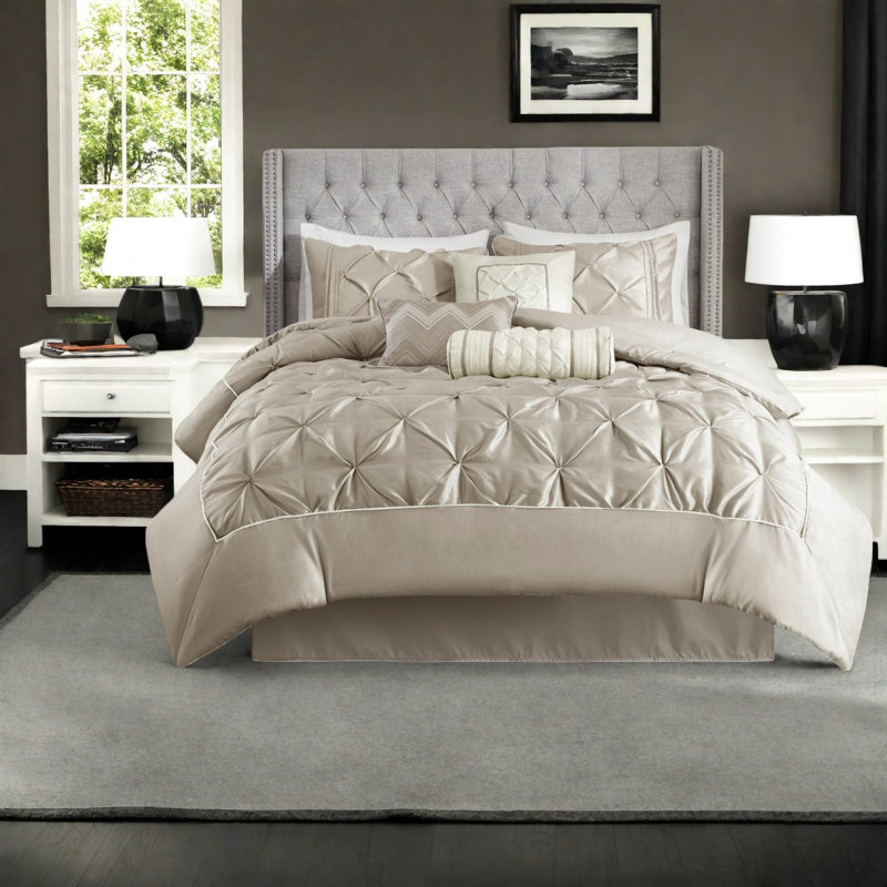 Elegant Taupe King Bedding Sets, Polyester Comfort, Sophisticated Bedroom Decor