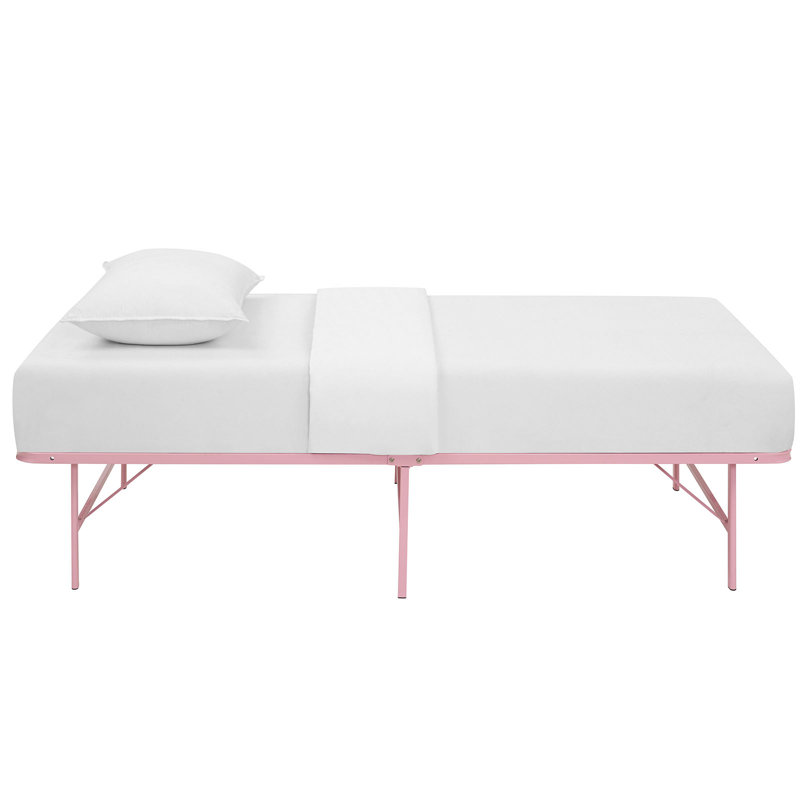Modway Horizon Stainless Steel Bed Frame, Twin, Pink