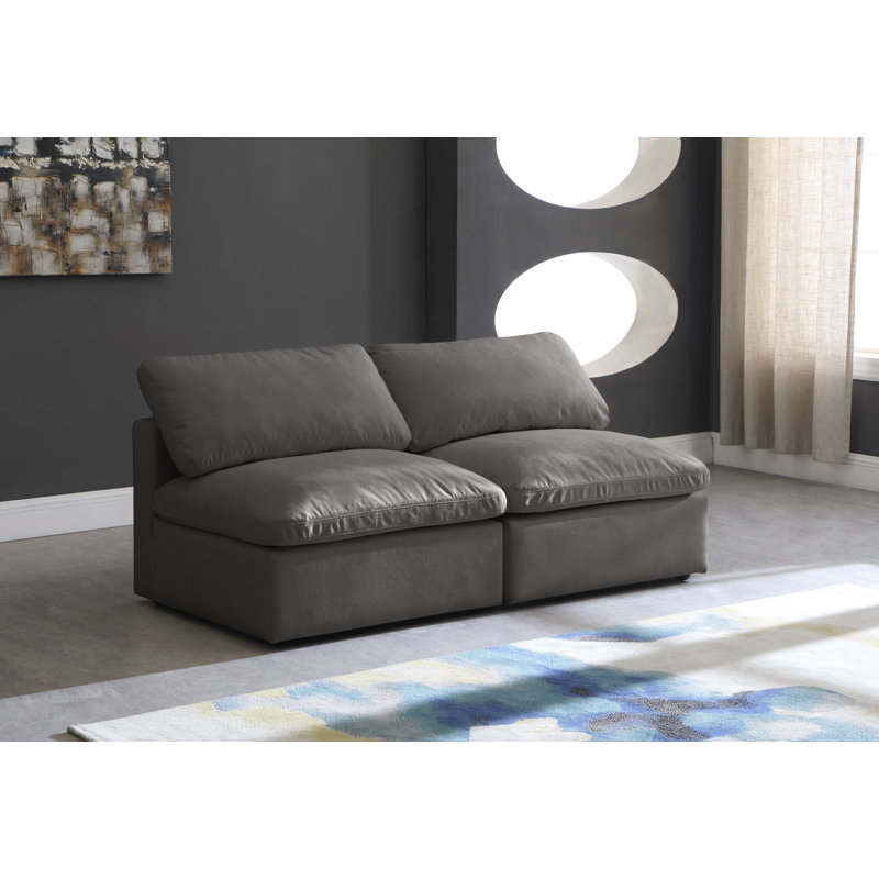 Causeuse modulaire en velours Atis, Velours gris