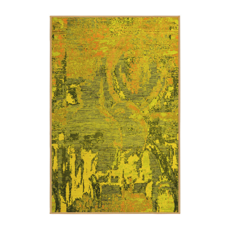 Washable Abstract Indoor Rug, Rectangle 7' x 9'