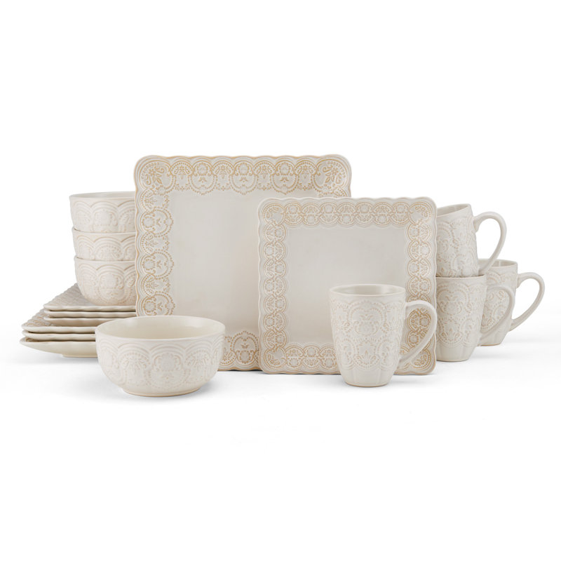 Pfaltzgraff Madeleine 16-Piece Stoneware Dinnerware Set, Service for 4