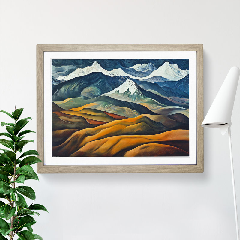 Iconic Mountain Landscape - Single Picture Frame Painting, 25cm H x 34cm W x 2cm D, Oak