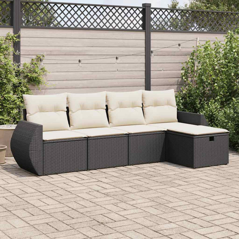 Ensemble de canapé modulaire en rotin PE noir 5 pièces Vidaxl