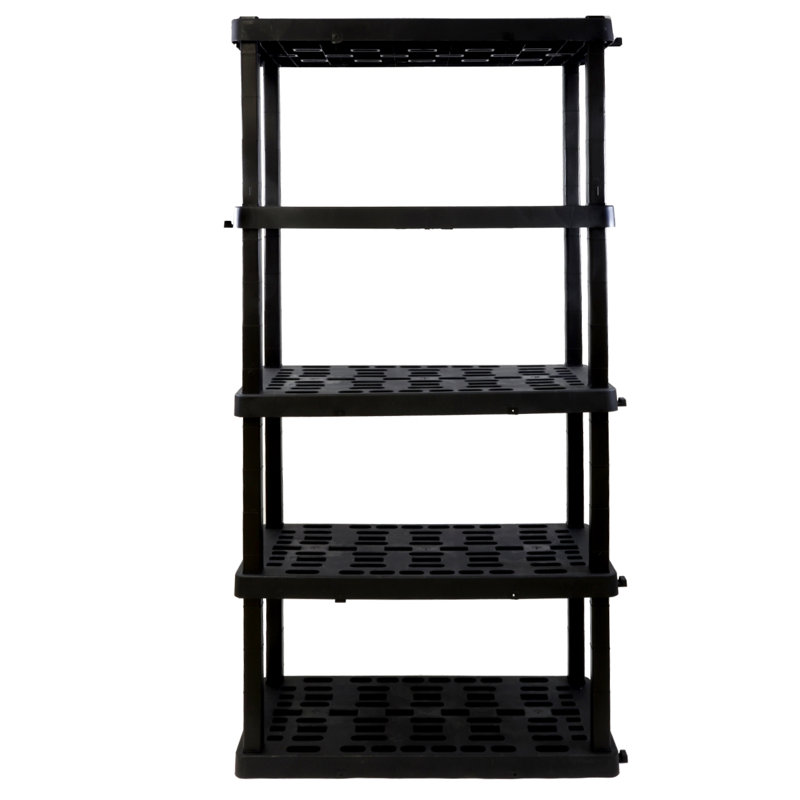 Large 5-Tier Interlocking Shelving Unit, 18 X 36 X 74", Black