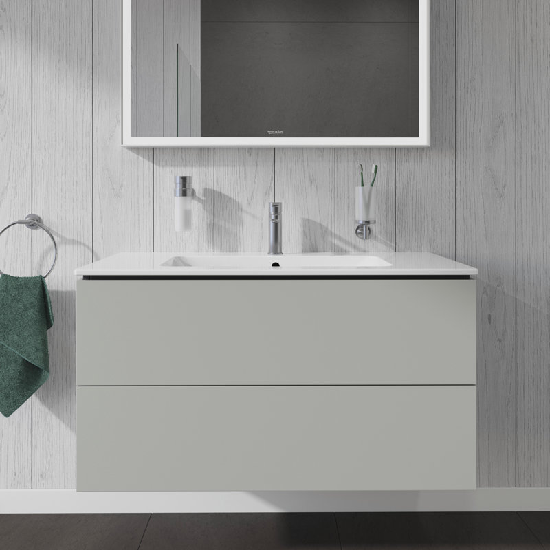 Base de meuble-lavabo simple murale Duravit seulement - gris (lavabo non inclus), Gris béton mat