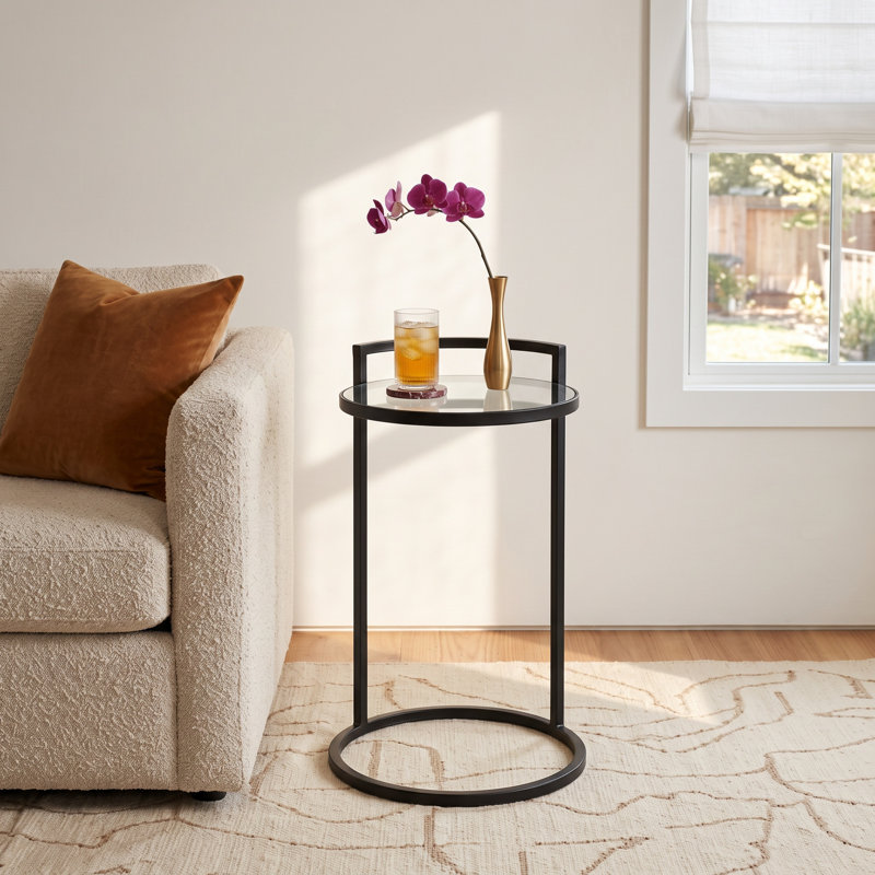 Adreille Mirrored Glass Tray Top End Table