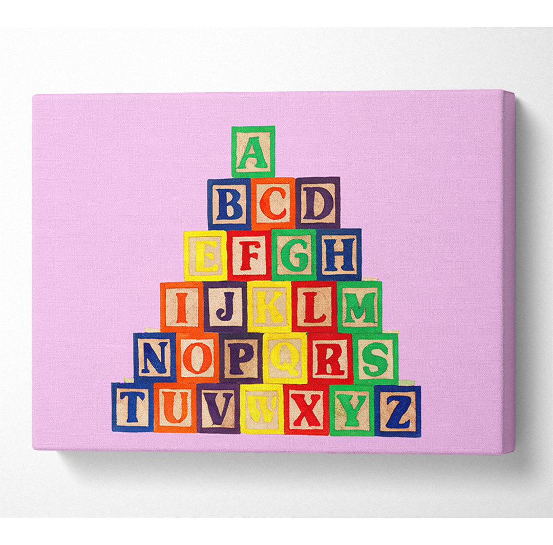 Alphabet Blocks Pink - Kunstdrucke auf Leinwand - Wrapped Canvas