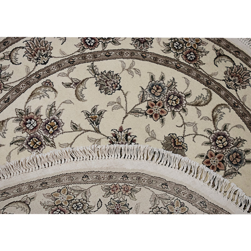 High-Quality Hand-Knotted Ivory Area Rug