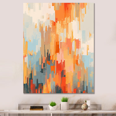 Orange orange, beige, réalités brisées - cubisme, art mural