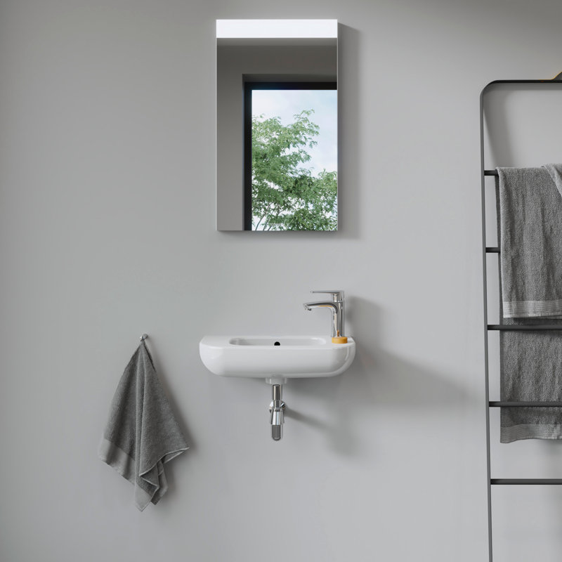 Duravit D-Code Ceramic Rectangular Wall Mount Bathroom Sink with Overflow, Right Tap Hole