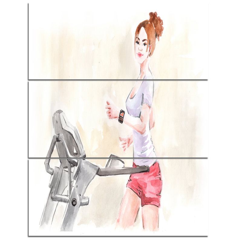 «Pretty Workout with Fitness Watch», ensemble de 3 impressions sur toiles tendues