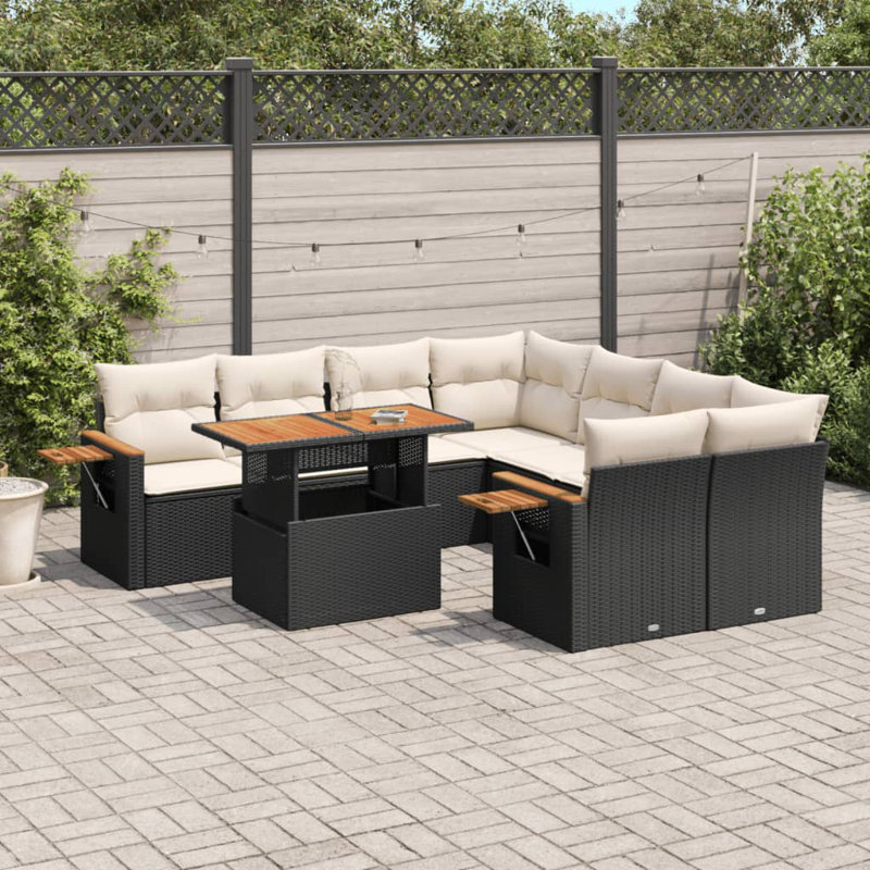 Ensemble de canapé de jardin en rotin PE 9 pièces Vidaxl