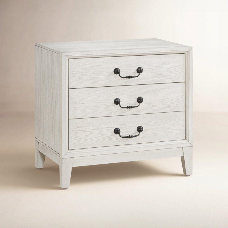 Table de chevet 3 tiroirs Bartlett, Blanc