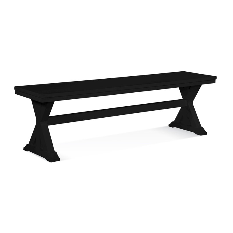 Hues Solid Wood Dining Bench, Black