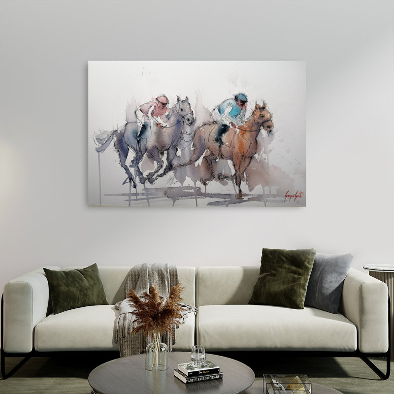 Cheval au galop, reproduction d'art contemporain cheval, 40" H x 60" W