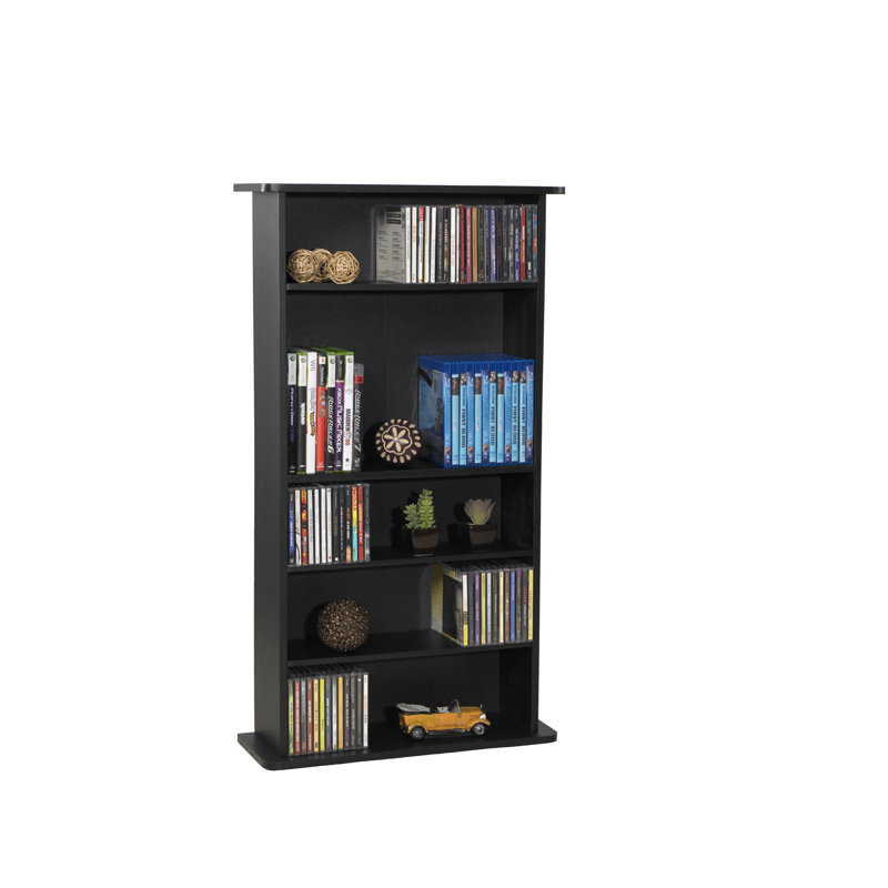 Black Adjustable Shelves Media Storage Cabinet