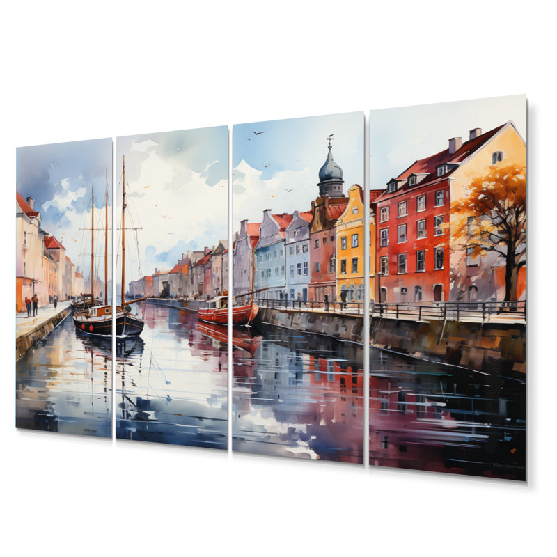 Ensemble de salon d'art mural en métal Danemark, Promenade I - paysages urbains