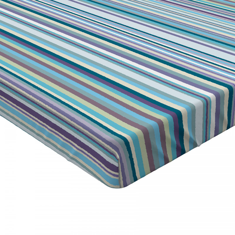 Queen Blue Striped Microfiber Fitted Bed Sheet