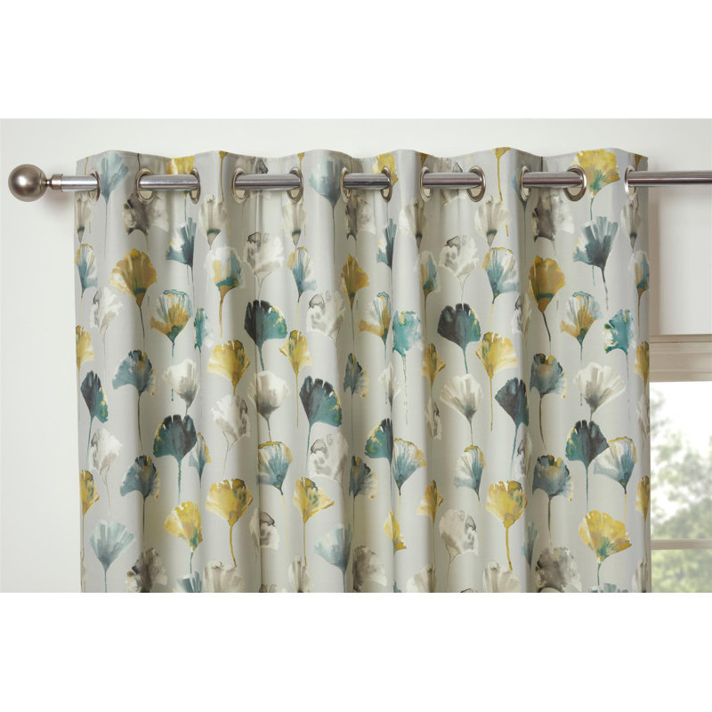 Staats Cotton Blend Room Darkening Curtain Pair, Ochre/Chartreuse, 116.84cm W x 182.88cm L