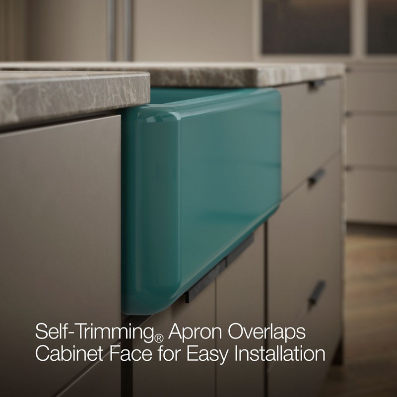 Whitehaven® Self-Trimming 23.5"L x 21.5625"W Farmhouse Kitchen Sink, Teal