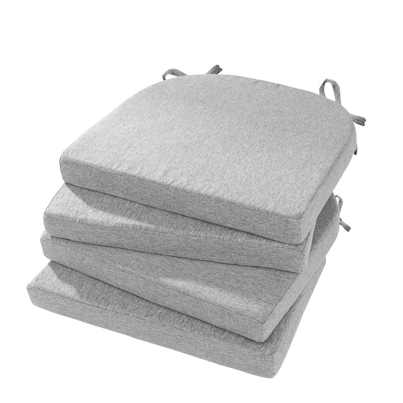 4-Piece Dining Chair Seat Cushion 17“ x 16” x 2",with non-slip pad and straps,Features a concealed zip, D-Shaped Cushions for Kitchen Chairs, Gray