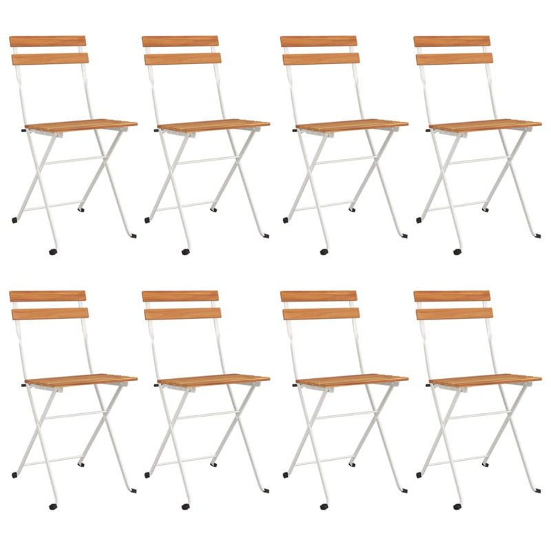 Chaise de patio pliante en acier et bois massif, blanc
