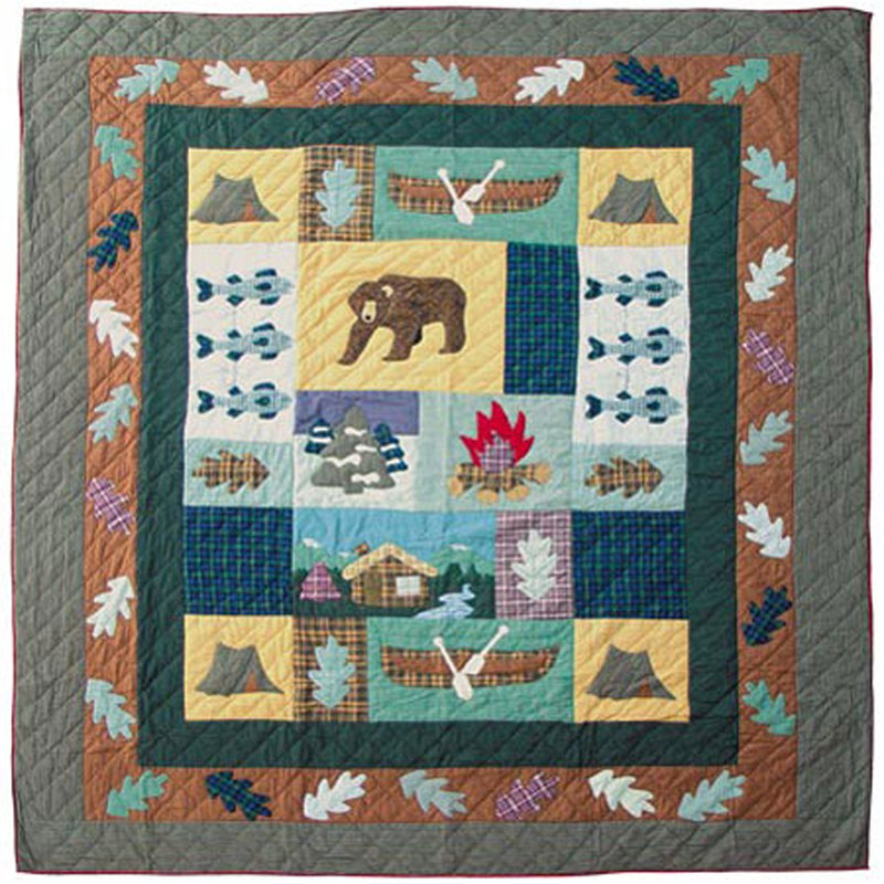 Cabin Rustic Cotton Quilted Animal Print Quilt, Twin