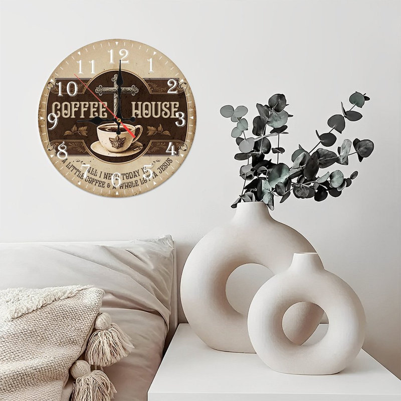 Horloge murale en bois 10 po, mouvement silencieux, à piles (piles AA non incluses), décor artistique, parfait pour les décorations